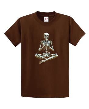 Meditating By Skeleton Unisex Kids and Adults T-Shirt